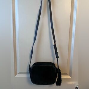 Ann Taylor Black Suede Crossbody Bag with Tassel